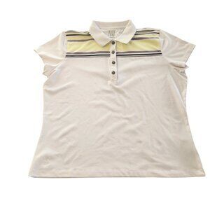 Kate‎ Lord Performance Polo Shirt Golf Striped Moisture Wicking Womens XL EUC